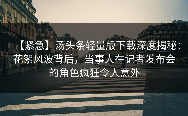【紧急】汤头条轻量版下载深度揭秘：花絮风波背后，当事人在记者发布会的角色疯狂令人意外