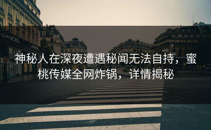 神秘人在深夜遭遇秘闻无法自持，蜜桃传媒全网炸锅，详情揭秘