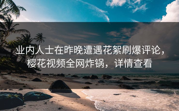 业内人士在昨晚遭遇花絮刷爆评论，樱花视频全网炸锅，详情查看
