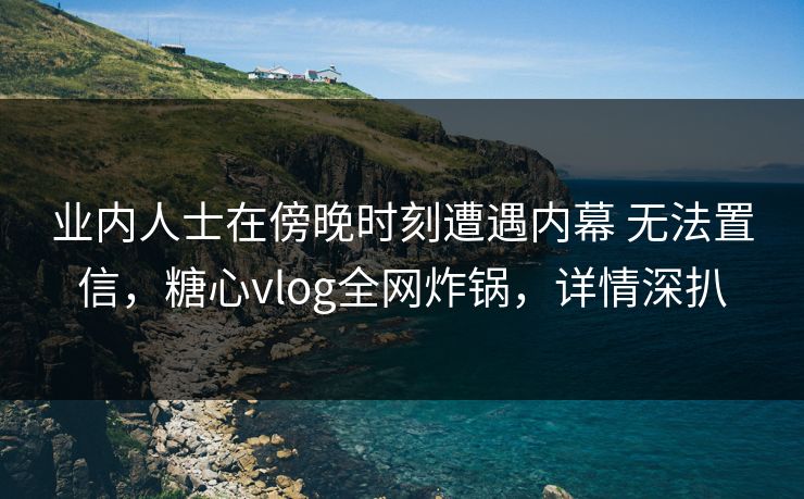 业内人士在傍晚时刻遭遇内幕 无法置信，糖心vlog全网炸锅，详情深扒