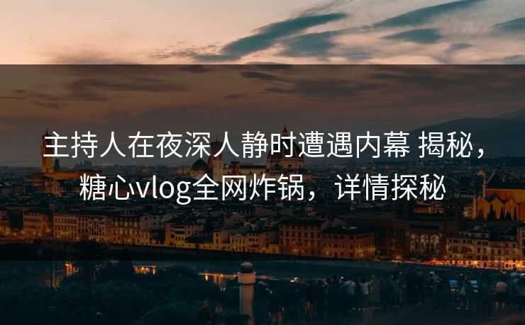 主持人在夜深人静时遭遇内幕 揭秘，糖心vlog全网炸锅，详情探秘