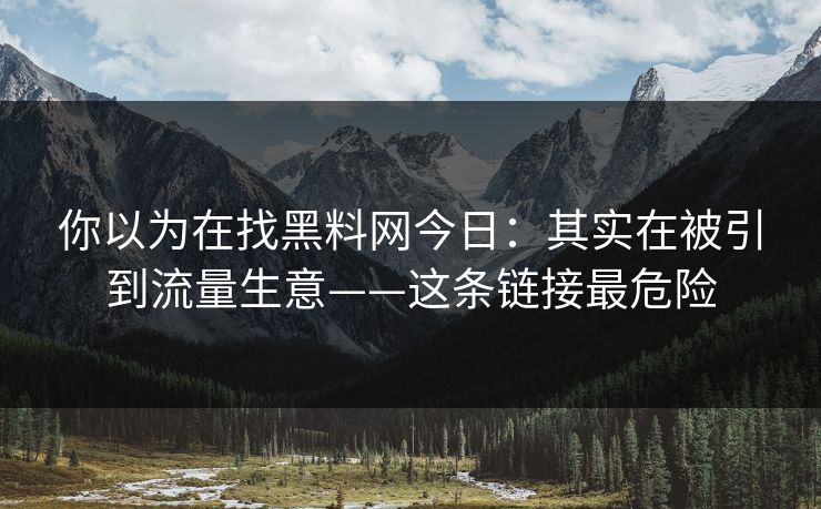 你以为在找黑料网今日:其实在被引到流量生意——这条链接最危险 你以为在找黑料网今日:其实在被引到流量生意——这条链接最危险
