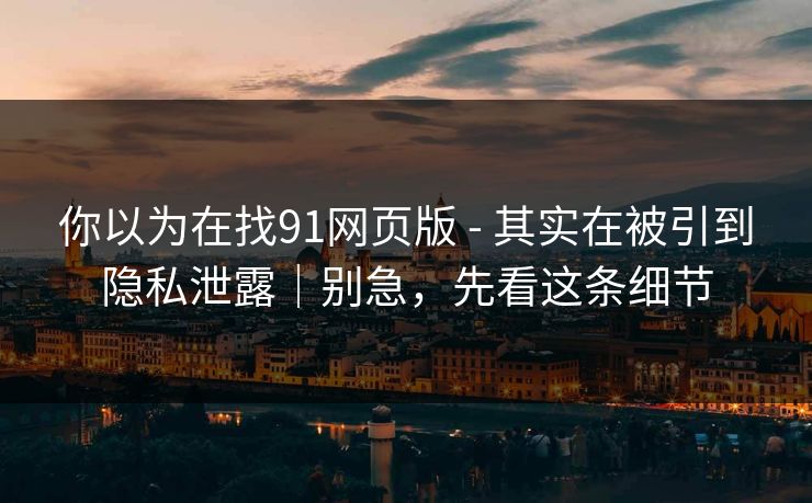 你以为在找91网页版 - 其实在被引到隐私泄露｜别急，先看这条细节